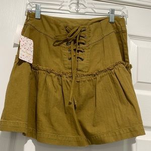NWT free people lace up mini skirt